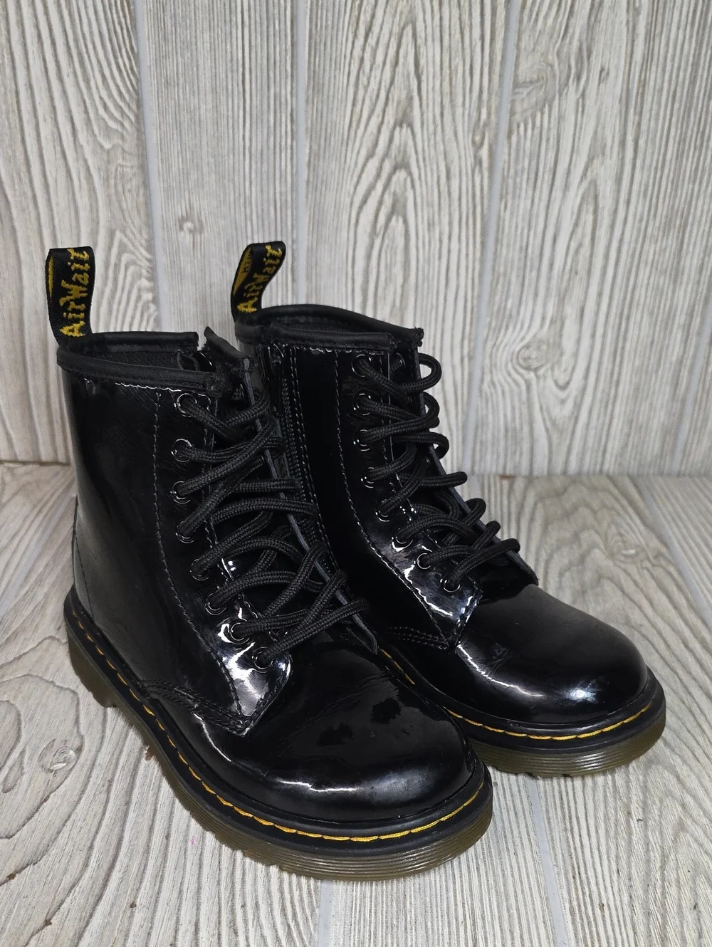 Dr. Martens Kids 1460 Black Patent Leather Combat Boots Unisex Kids Size 13